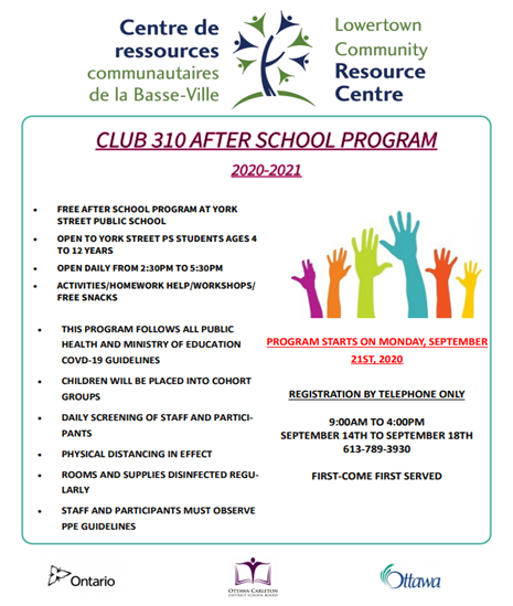 Club 310 after school program poster